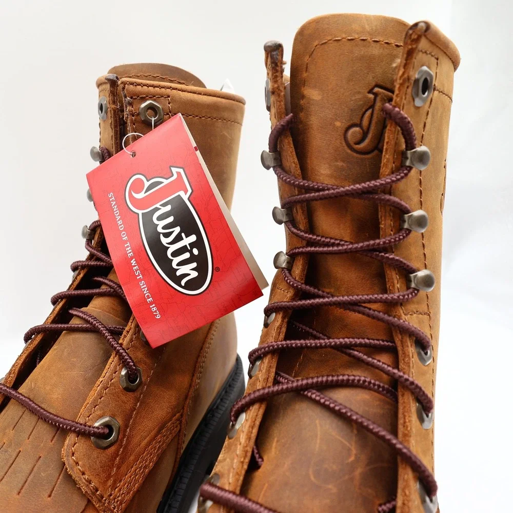 Justin Modern Work Boots Mens 9.5 D Aged Bark Brown Leather OW760 NWT Box